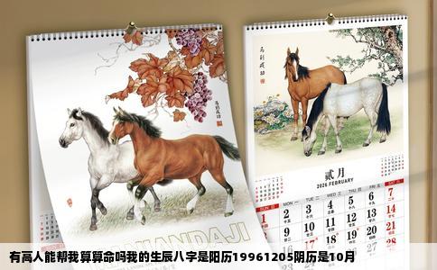 有高人能帮我算算命吗我的生辰八字是阳历19961205阴历是10月