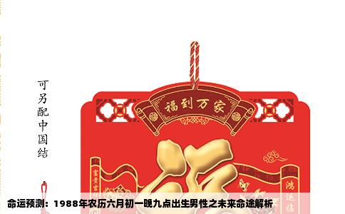 命运预测：1988年农历六月初一晚九点出生男性之未来命途解析