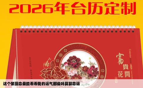 这个紫薇命盘能看看我的运气那些吗算算命运